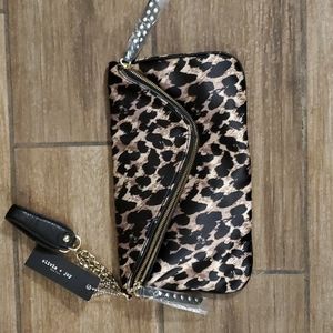 NWT olivia + joy New York Roll Call Leopard Designer Clutch Handbag.